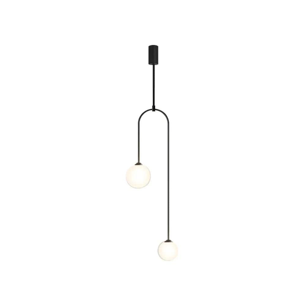 Modern Pendant Light Glass Globe 2-Light U-Shaped in Black for Living Room and Bedroom#Black