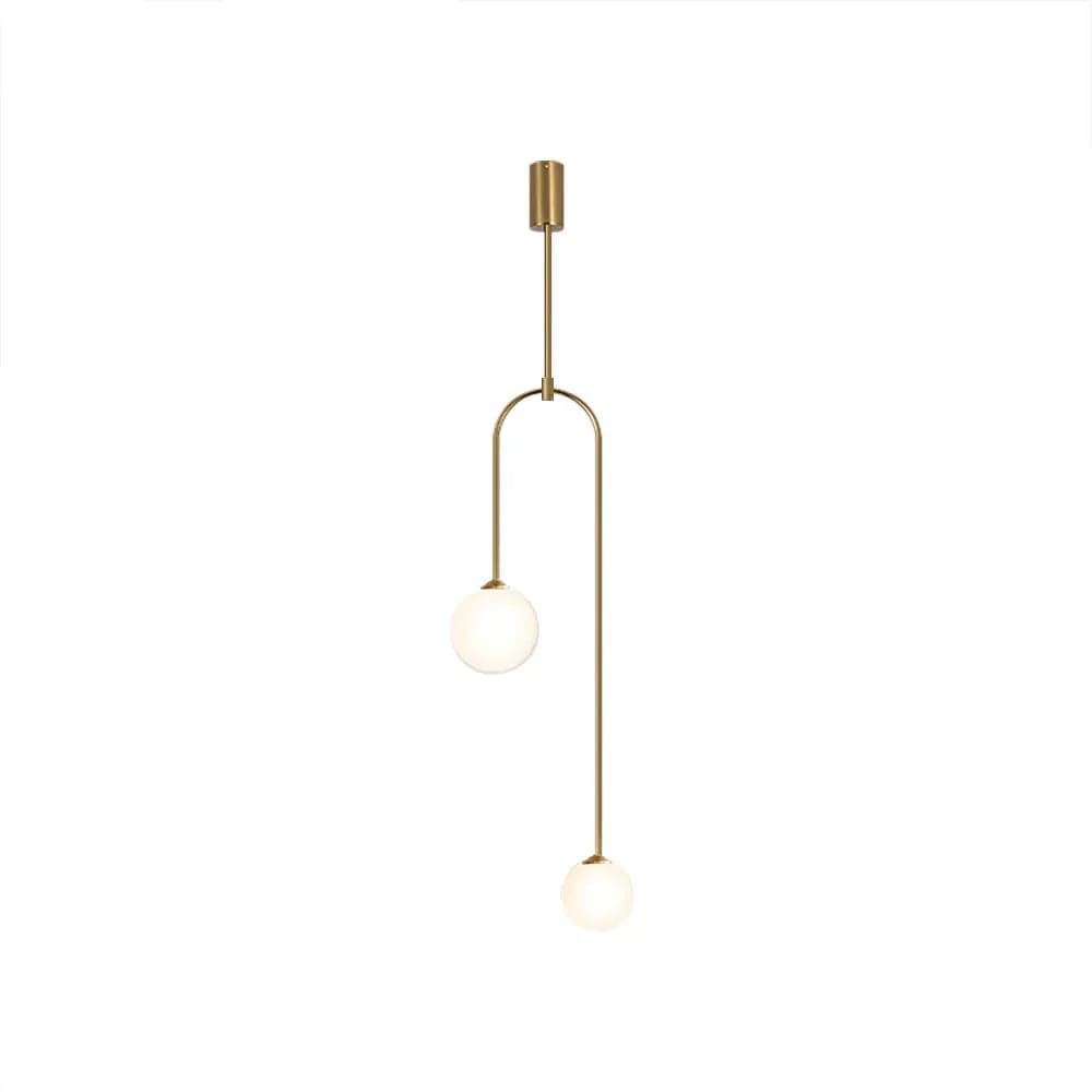 Modern Pendant Light Glass Globe 2-Light U-Shaped in Gold for Living Room and Bedroom#Gold
