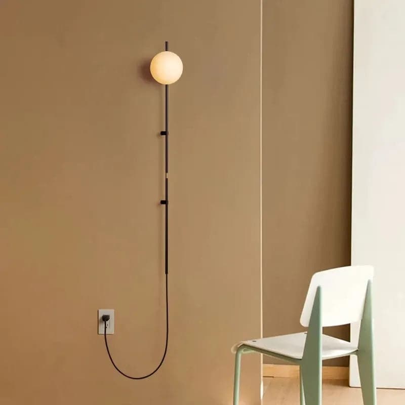 Modern Plug-in Black/White Wall Sconce Globe Shade Indoor Wall Light