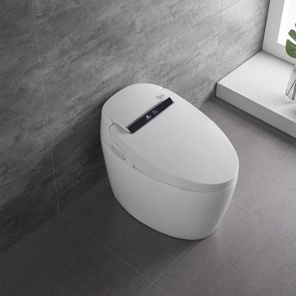 Modern White/Black Smart One-Piece 1.28 GPF Elongated Automatic Toilet & Bidet with Seat#white-Automatic