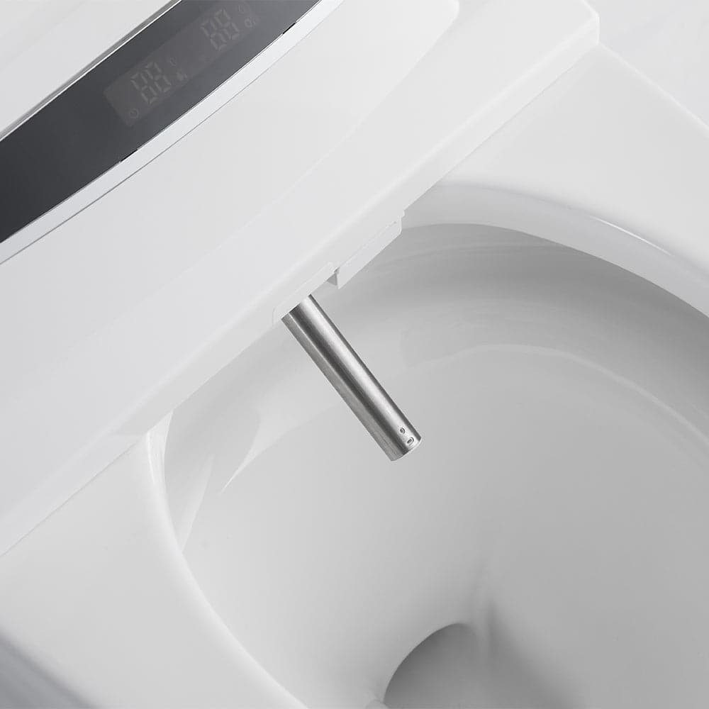 Modern White/Black Smart One-Piece 1.28 GPF Elongated Automatic Toilet & Bidet with Seat#white-Automatic