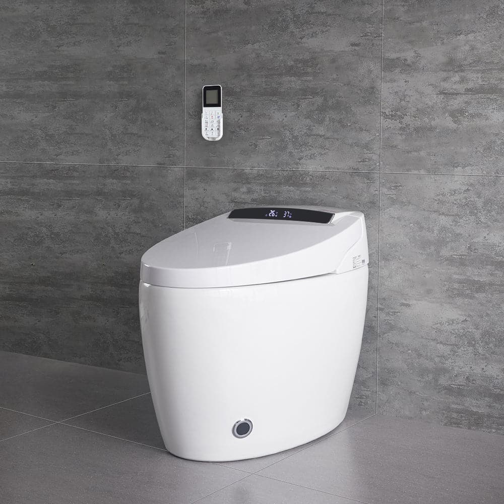 Modern White/Black Smart One-Piece 1.28 GPF Elongated Automatic Toilet & Bidet with Seat#white-Automatic