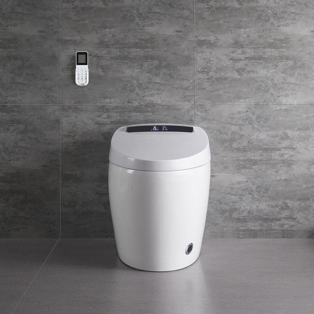 Modern White/Black Smart One-Piece 1.28 GPF Elongated Automatic Toilet & Bidet with Seat#white-Automatic