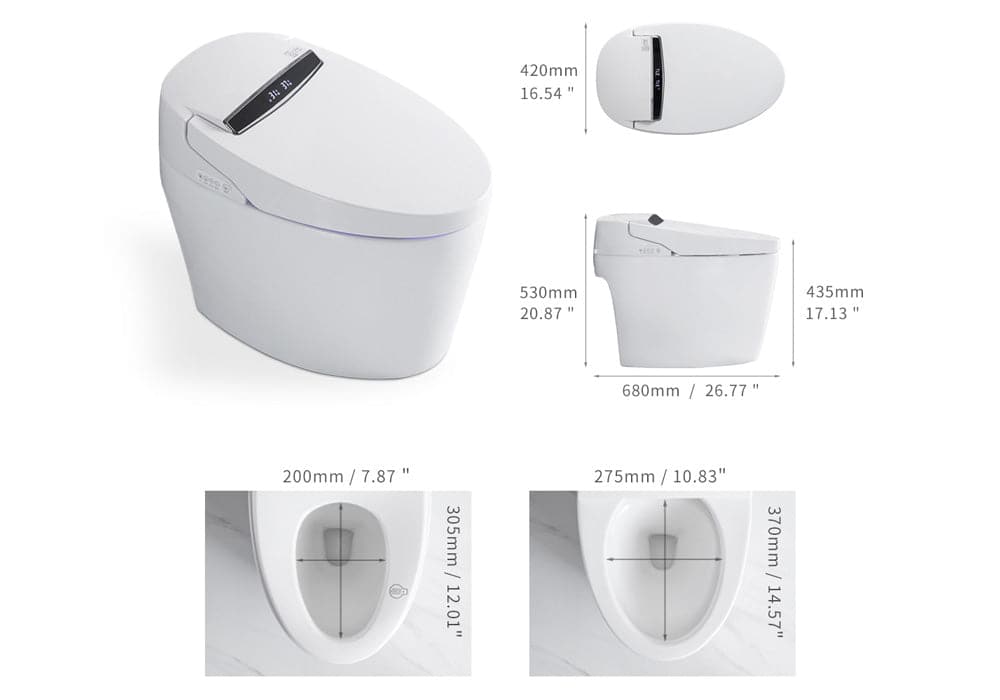 Modern White/Black Smart One-Piece 1.28 GPF Elongated Automatic Toilet & Bidet with Seat#white-Automatic