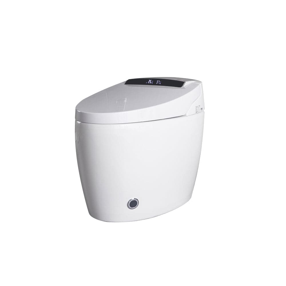 Modern White/Black Smart One-Piece 1.28 GPF Elongated Automatic Toilet & Bidet with Seat#white-Automatic