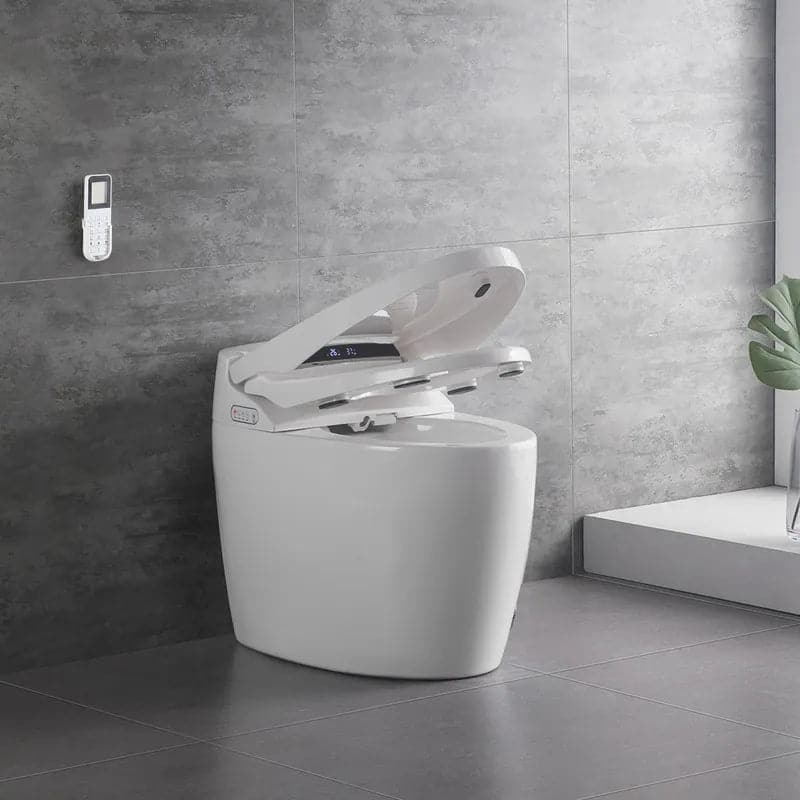 Modern White/Black Smart One-Piece 1.28 GPF Elongated Automatic Toilet & Bidet with Seat#white-Standard