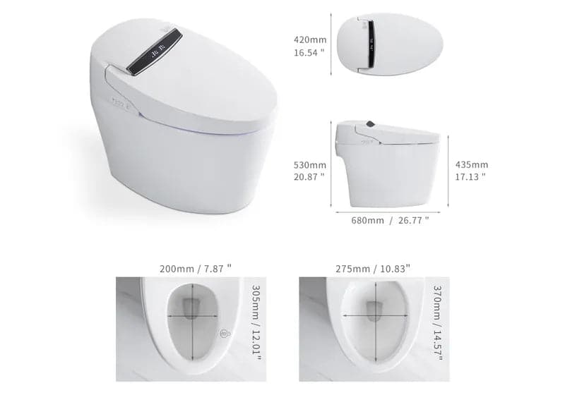 Modern White/Black Smart One-Piece 1.28 GPF Elongated Automatic Toilet & Bidet with Seat#white-Standard