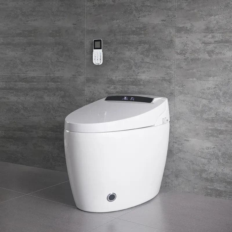 Modern White/Black Smart One-Piece 1.28 GPF Elongated Automatic Toilet & Bidet with Seat#white-Standard