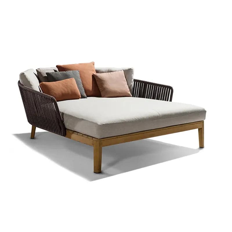 Modern Style Rattan Outdoor Daybed with Cushion Pillow#Coffee