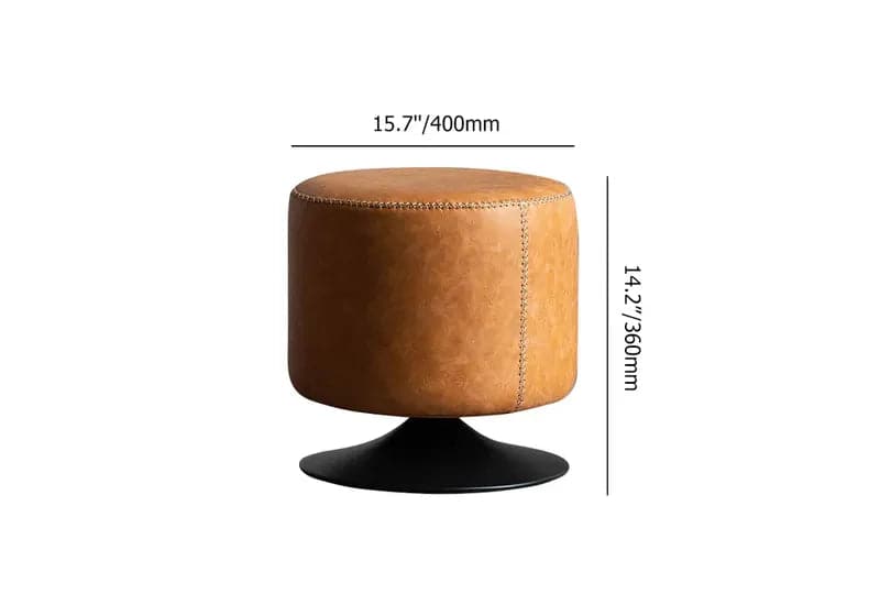 Modern Swivel Vanity Stool Brown Round Vanity Chair with Metal Base for Bedroom