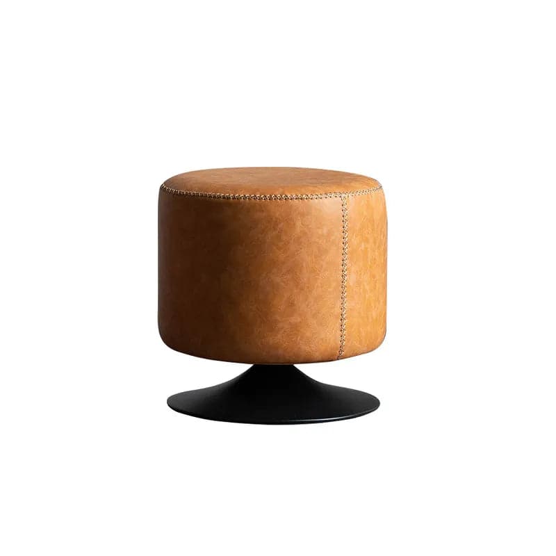 Tabouret de vanité pivotant moderne, chaise ronde marron avec base en métal pour chambre à coucher