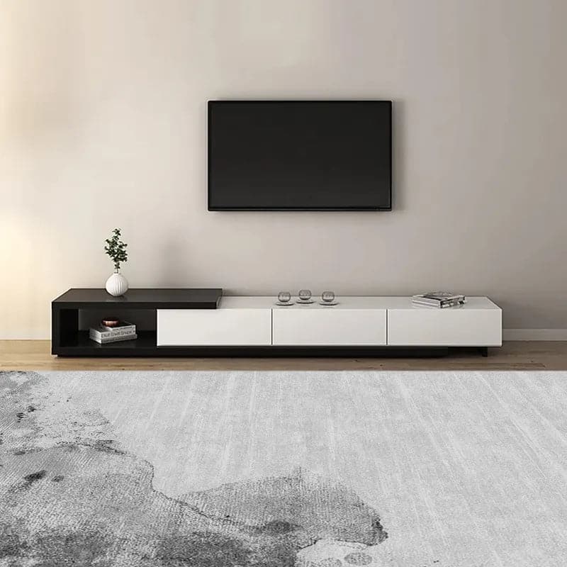 Modern TV Stand Retracted and Extendable 3-Drawer Media Console for TV Up to 80 Inches