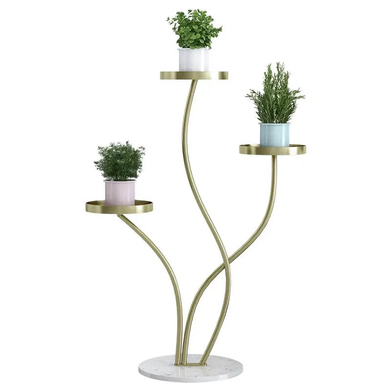 Grand support pour plantes en métal moderne, jardinière d'angle à 3 niveaux, doré