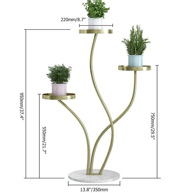 Grand support pour plantes en métal moderne, jardinière d'angle à 3 niveaux, doré