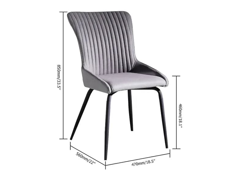 Chaise de salle à manger rembourrée moderne (ensemble de 2) en gris