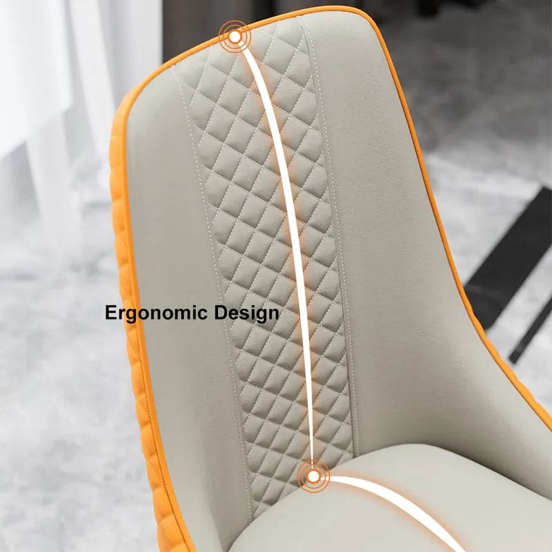 Modern Upholstered Dining Chair Faux Leather High Back Deep Orange Set of 2#Deep Orange