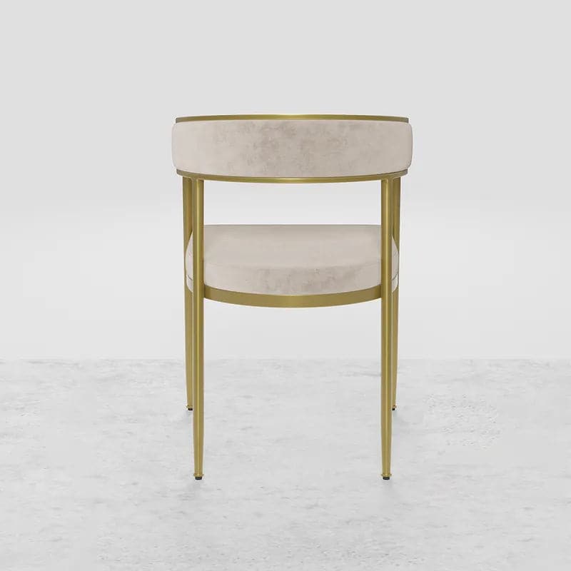 Modern Velvet Upholstered Dining Chair with Gold Metal Leg in Beige/Gray#Beige