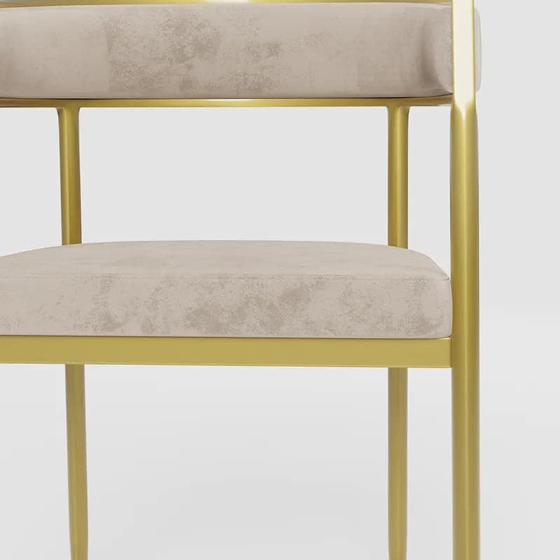 Modern Velvet Upholstered Dining Chair with Gold Metal Leg in Beige/Gray#Beige