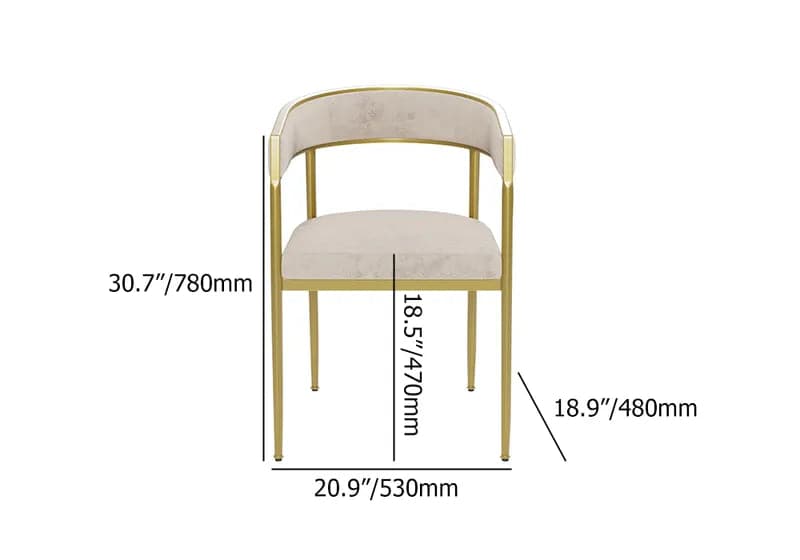 Modern Velvet Upholstered Dining Chair with Gold Metal Leg in Beige/Gray#Beige