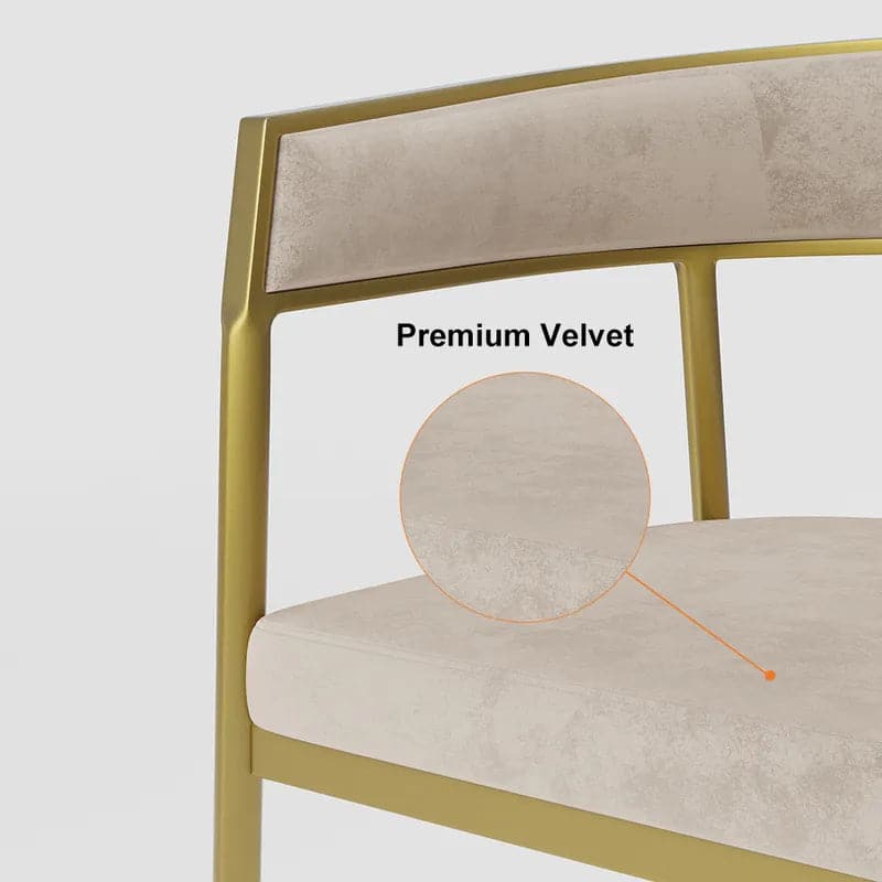 Modern Velvet Upholstered Dining Chair with Gold Metal Leg in Beige/Gray#Beige