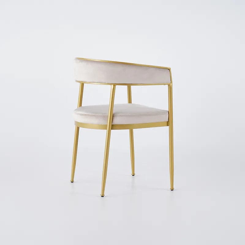 Modern Velvet Upholstered Dining Chair with Gold Metal Leg in Beige/Gray#Beige