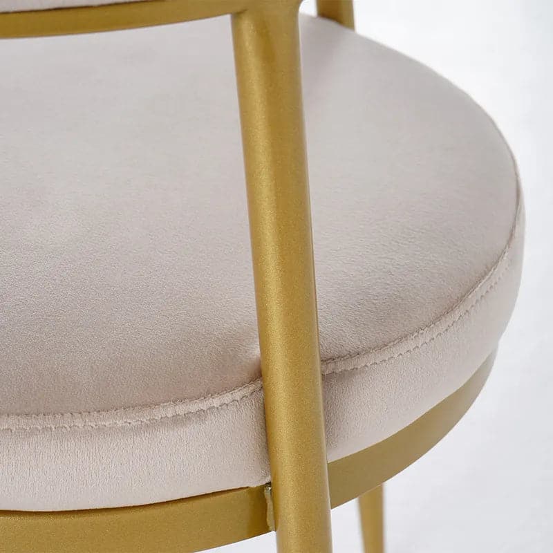 Modern Velvet Upholstered Dining Chair with Gold Metal Leg in Beige/Gray#Beige