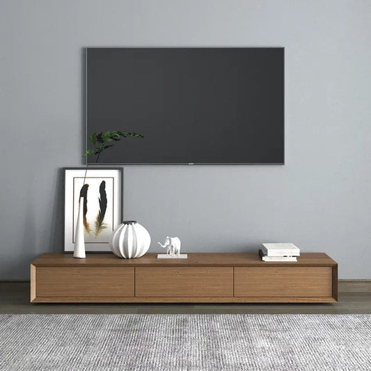 Modern Walnut Rectangular TV Stand Wood Media Console 3 Drawers for TVs Up to 78 Inches#Walnut
