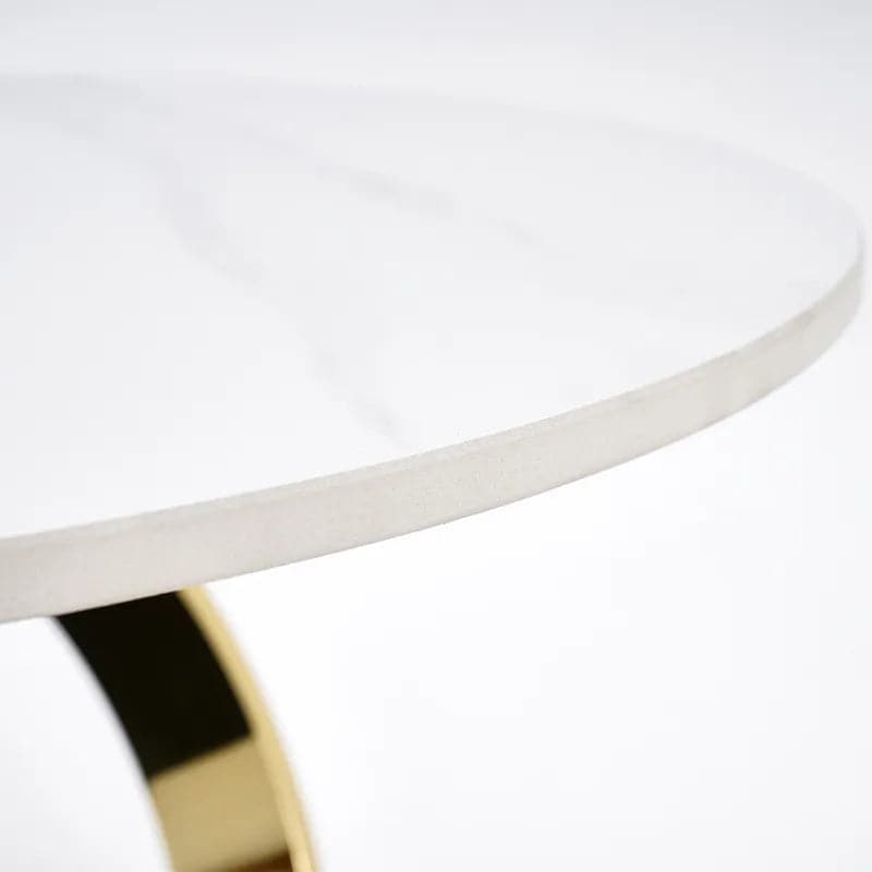 Table basse extensible blanche moderne avec socle en métal en forme d'anneau