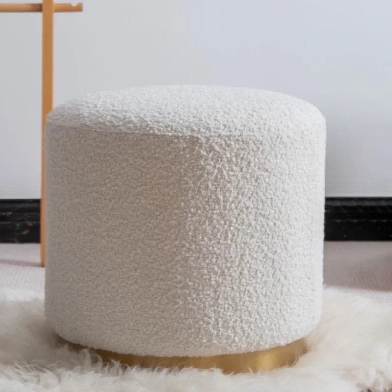 Tabouret de maquillage de tabouret de vanité rond blanc moderne en laine d'agneau