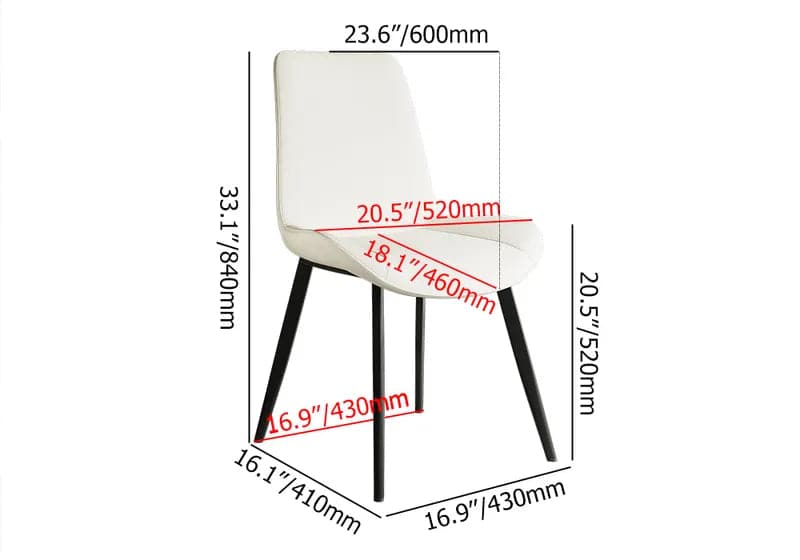 ModernWhiteUpholsteredDiningChairsPULeatherSetof2#White