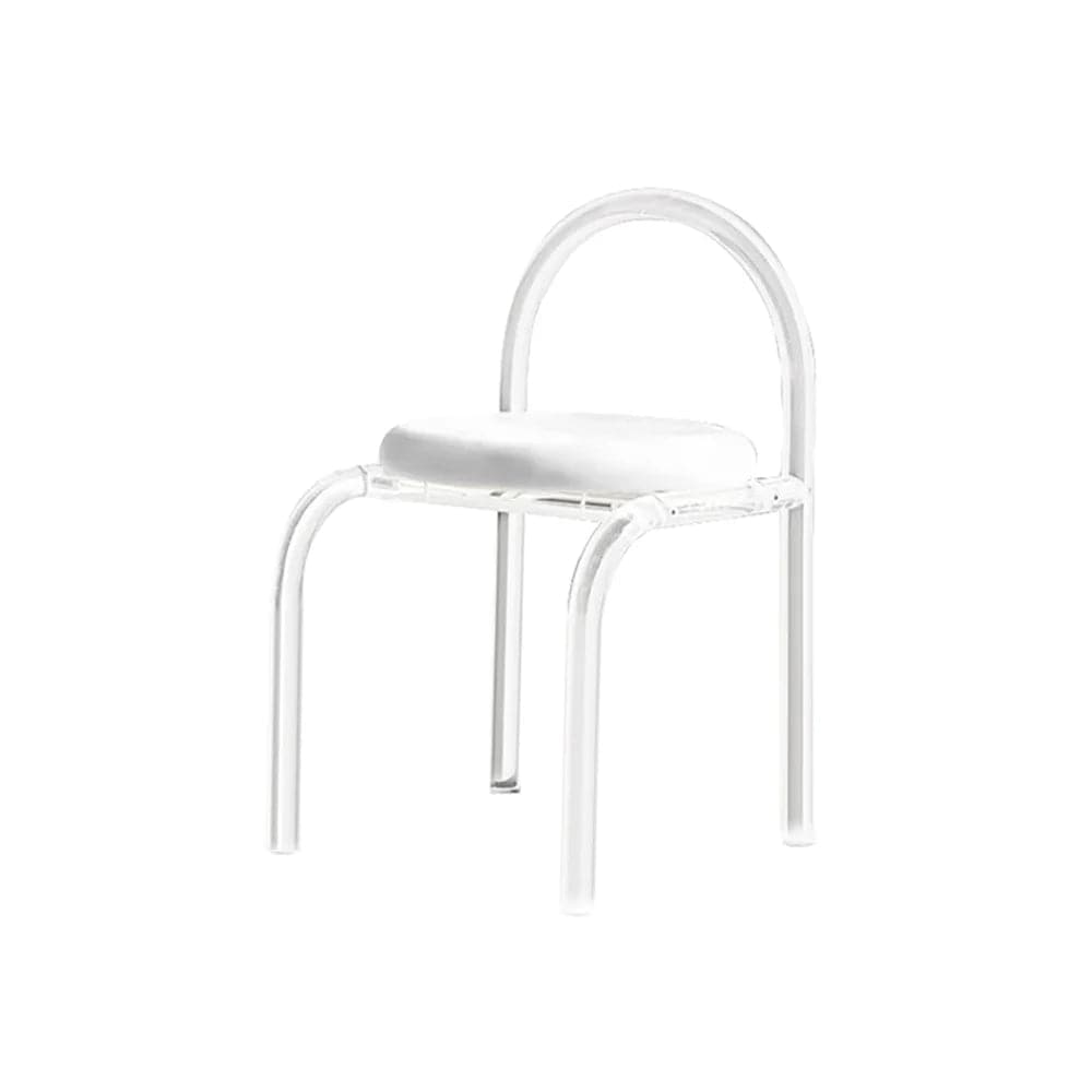 Modern White Vanity Stool with Back Velvet Upholstered Acrylic Chair for Bedroom