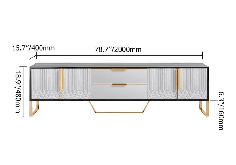 Modern White and Black Wood TV Stand with 2 Drawers and 4 Doors Media Console for 80 Inches TV#White & Black