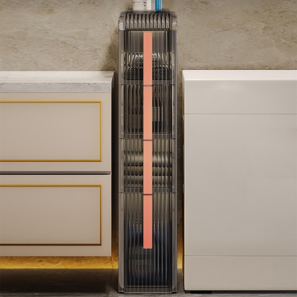 Modern White & Rose Gold Slim Bathroom Storage Cabinet