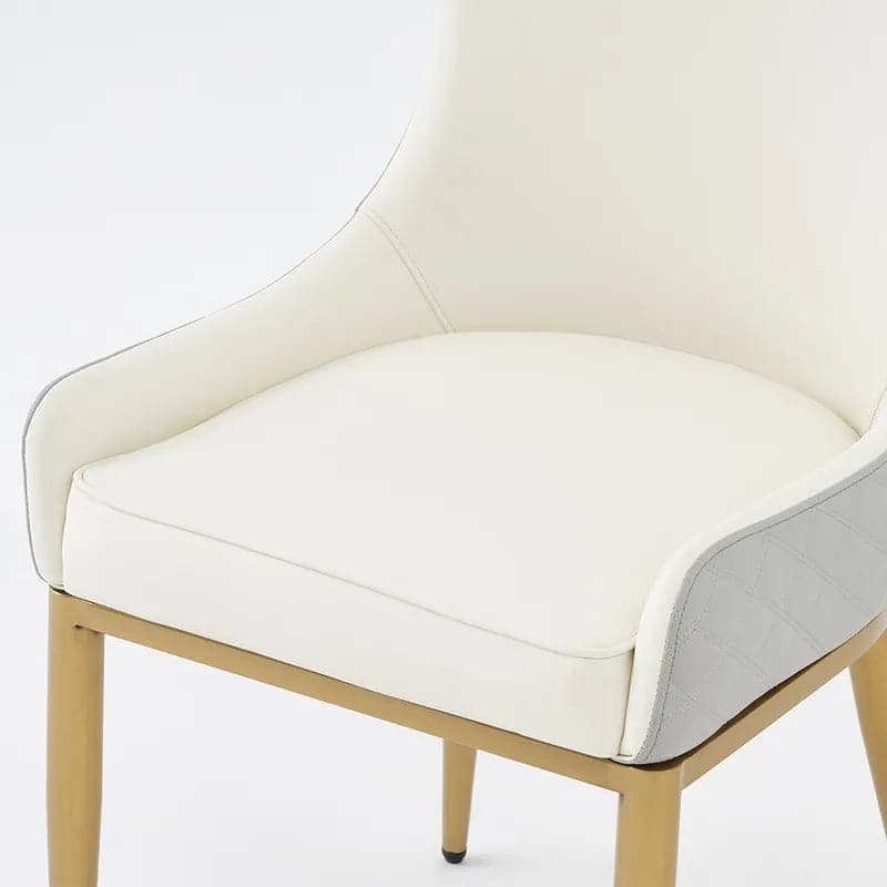 Chaise de salle à manger moderne à oreilles, ensemble de 2 chaises d'appoint rembourrées en cuir PU gris, pieds dorés