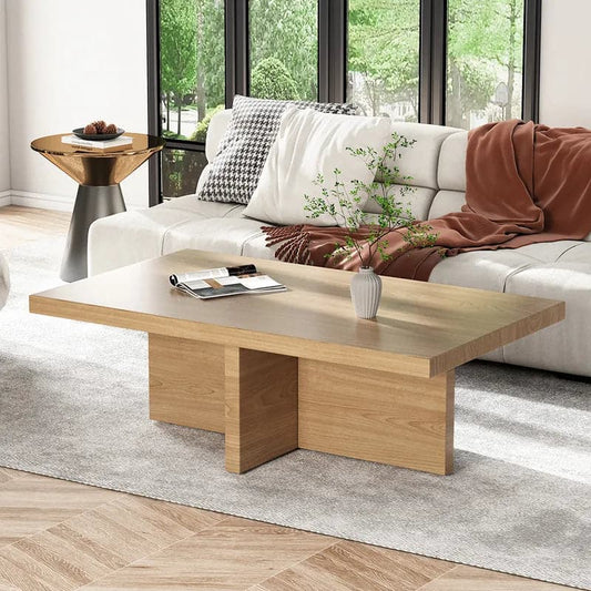 Modern Wood Coffee Table Rectangle-shaped in Natural Rustic#Natural