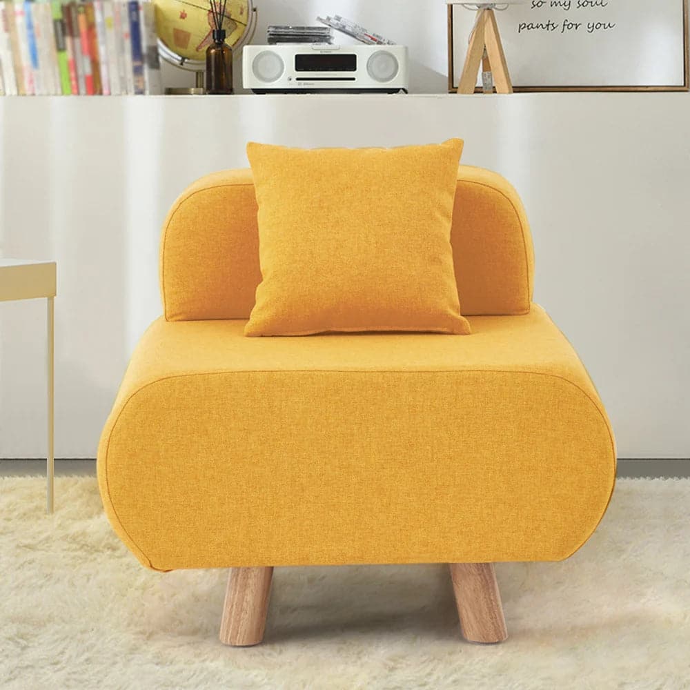 Modern Yellow Accent Chair with Cotton and Linen Upholstered and Pillow Included