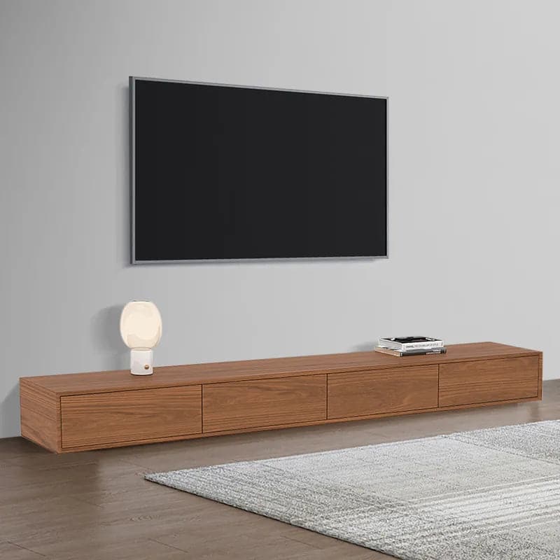 Modern 94 Inch Black Walnut TV Stand Rectangle Media Console Wood with 4 Drawers