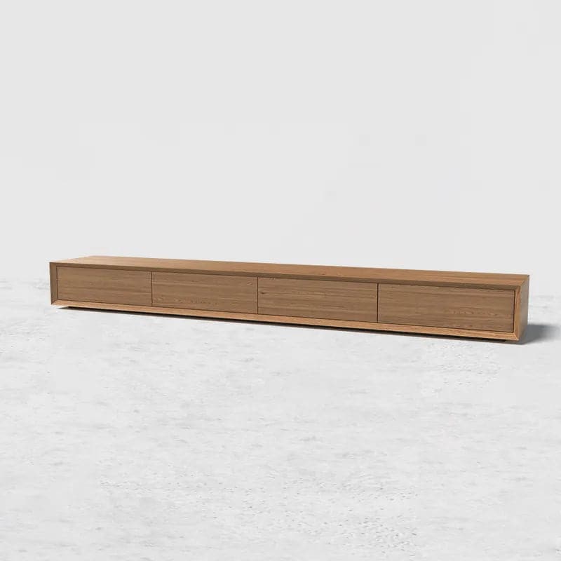 Modern Walnut Rectangular TV Stand Wood Media Console with 4 Drawers for 85 Inches TVs#Walnut
