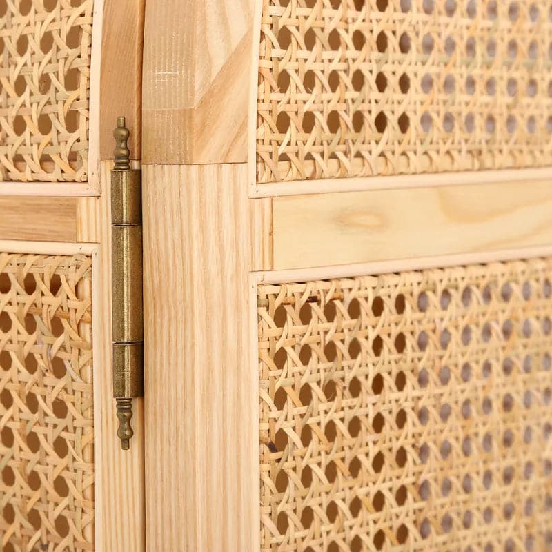 Natural&Black Woven Rattan Bedroom Clothing Armoire with Hidden 2 Doors and Drawers Wardrobe#Natural