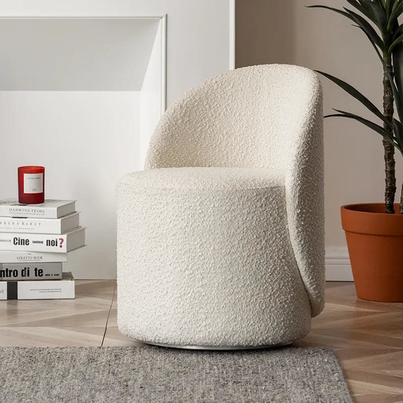 Tabouret de vanité rond Nordic Boucle, chaise d'appoint pivotante avec dossier bas