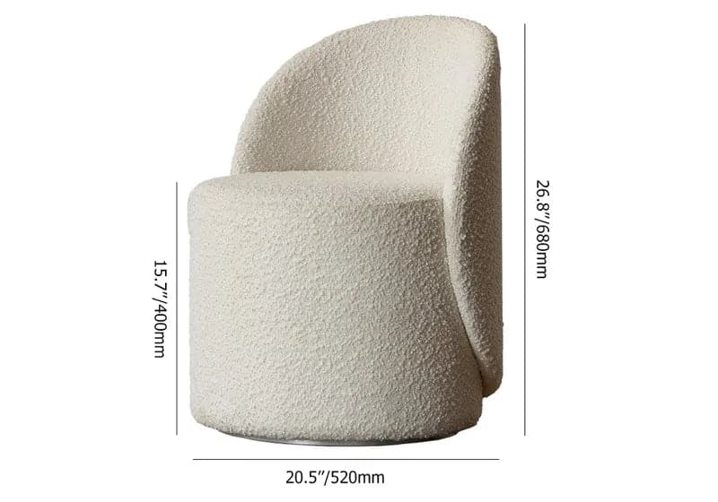 Nordic Boucle Round Vanity Stool Swivel Accent Chair with Low Back