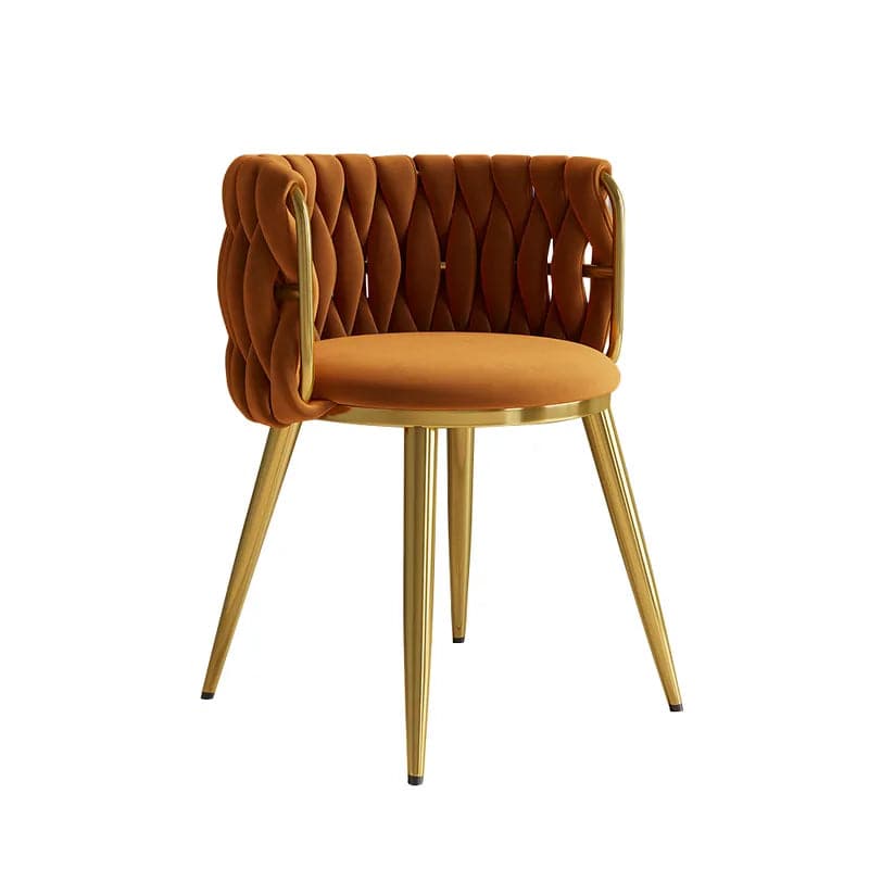 Chaise de salle à manger nordique à dossier baril orange et rose, chaise d'appoint ronde avec revêtement en velours