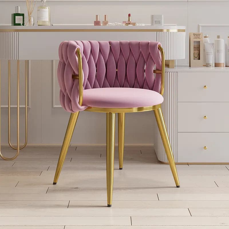 Chaise de salle à manger nordique à dossier baril orange et rose, chaise d'appoint ronde avec revêtement en velours