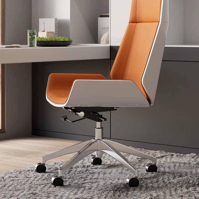 Orange&Black Faux Leather Office Chair Desk Chair with Wheels & Adjustable Height#Orange