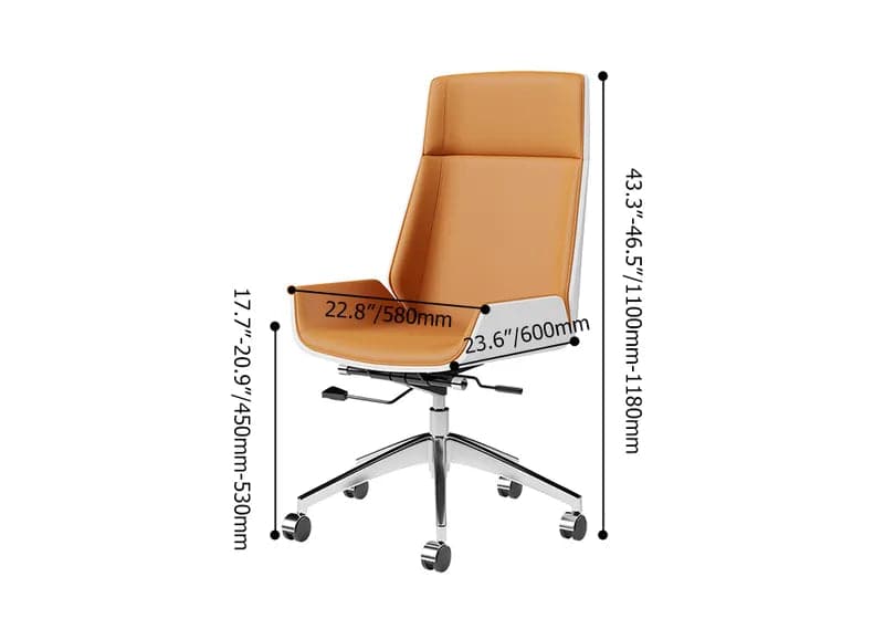 Orange&Black Faux Leather Office Chair Desk Chair with Wheels & Adjustable Height#Orange