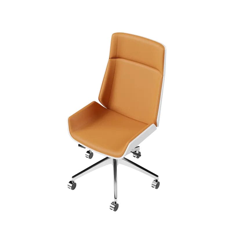 Orange&Black Faux Leather Office Chair Desk Chair with Wheels & Adjustable Height#Orange