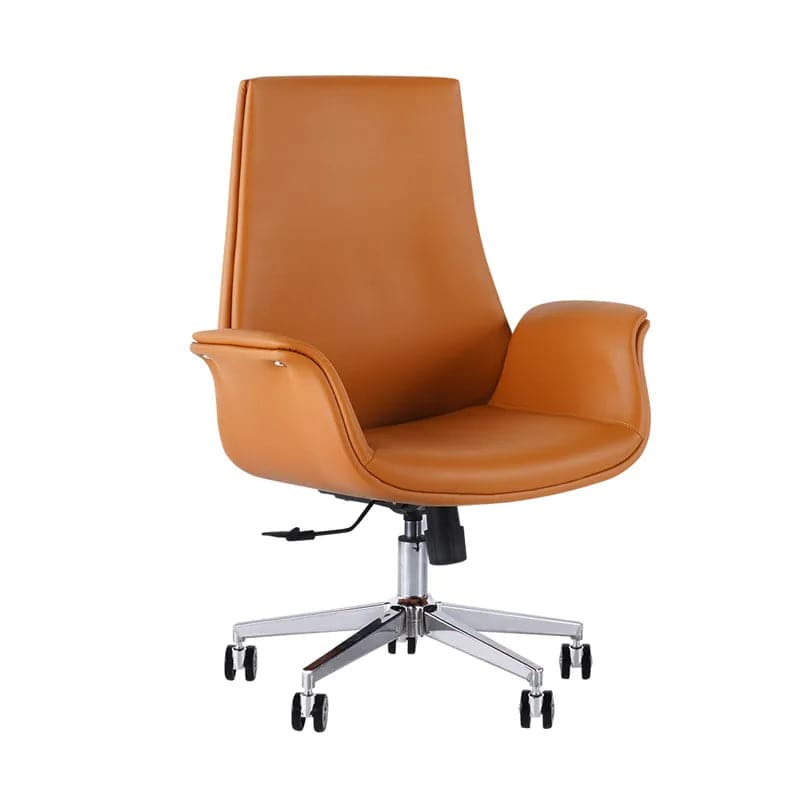 Chaise de bureau orange pour bureau, chaise de travail pivotante en cuir PU rembourrée