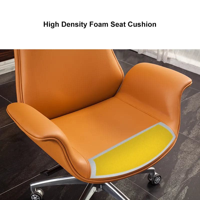 Chaise de bureau orange pour bureau, chaise de travail pivotante en cuir PU rembourrée