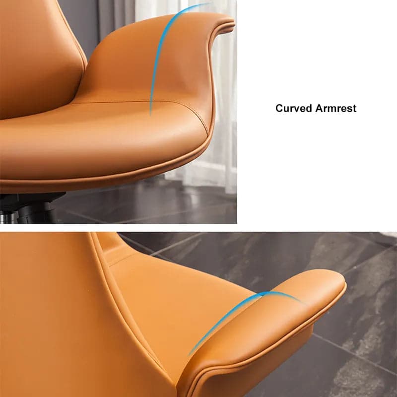 Orange Office Chair for Desk Upholstered PU Leather Swivel Task Chair