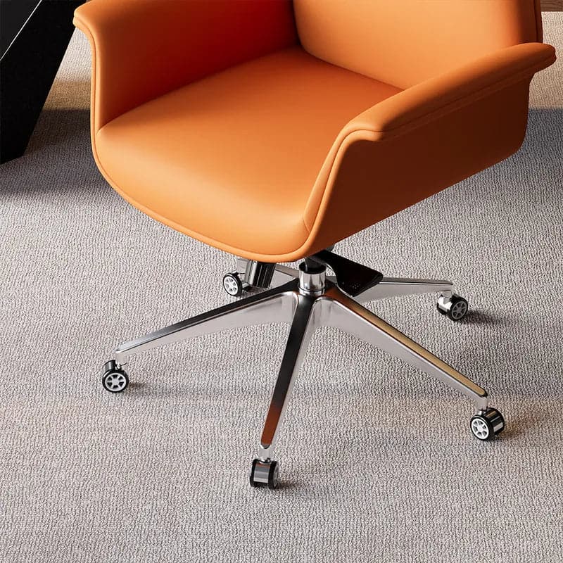 Orange Office Chair for Desk Upholstered PU Leather Swivel Task Chair